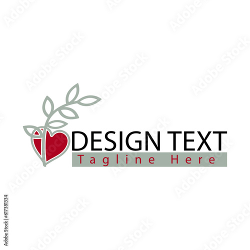 Heart vector symbol. Valentines day ribbon logotype. Abstract line medical health logo icon design.