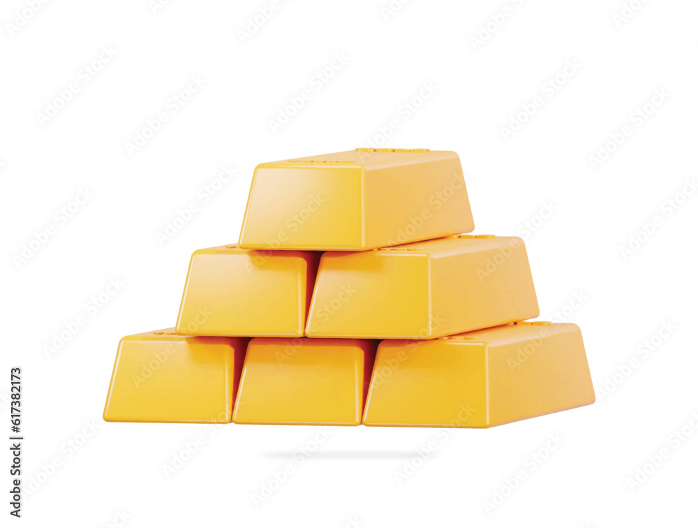 gold bar icon 3d rendering vector illustration Stock Vector | Adobe Stock