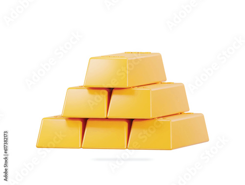 gold bar icon 3d rendering vector illustration