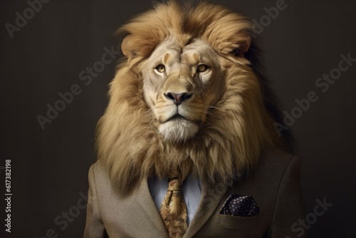 Lion in cheep s suit