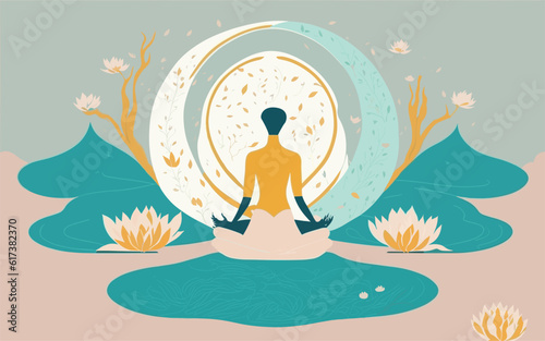 Canvas Print thought provoking vector illustration that explores the concept of mindfulness and inner peace