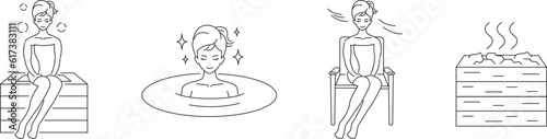 Sauna, Spa, Relax, Woman, illustration