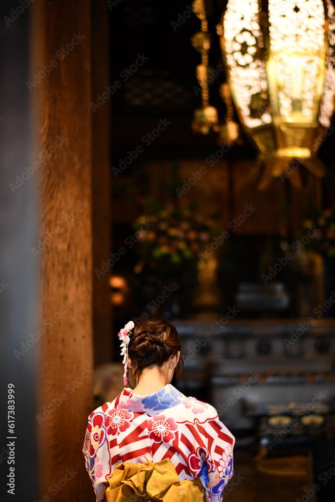 person in a temple kyoto