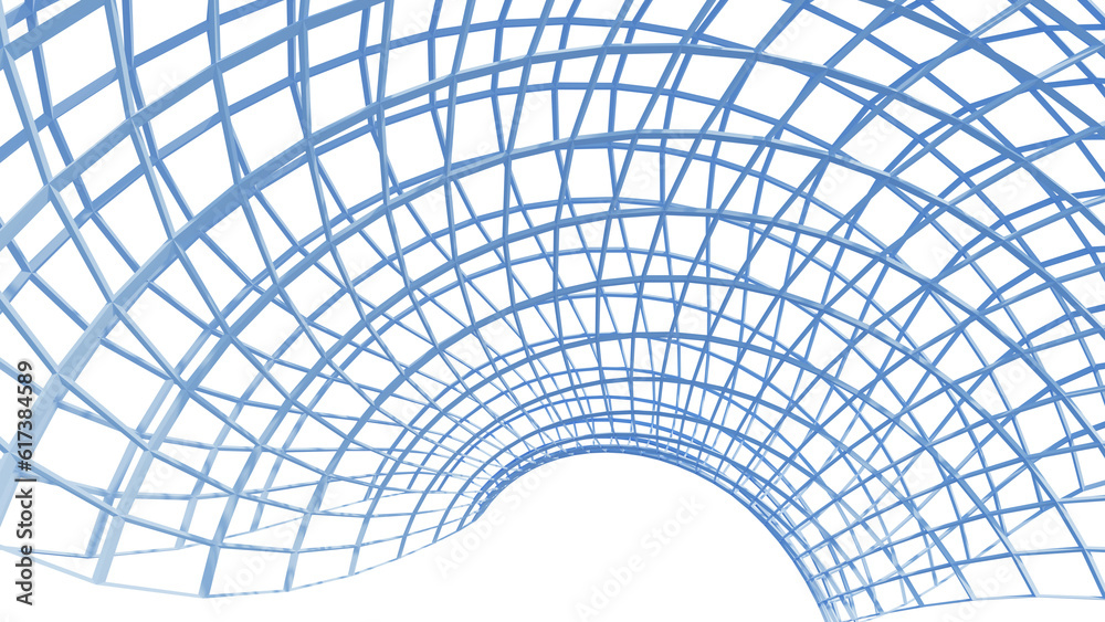 Naklejka premium 3d rendering of abstract rolling sea wave shape wireframe.