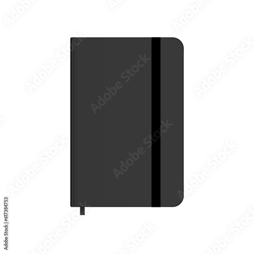black notebook cover. sketch book or note book mock up. Vector illustration