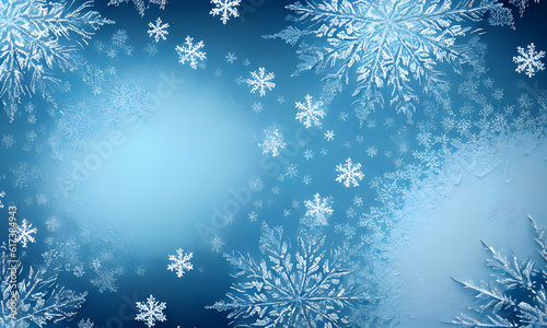 frosty patterns on glass, texture using different shades of blue, and white, realistic digital painting, noise texture effect, Generative AI, Generative, AI