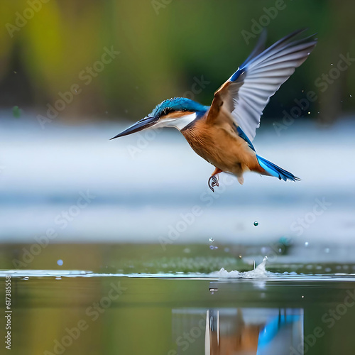a colorful small kingfisher bird flying water 07 © ibrahim