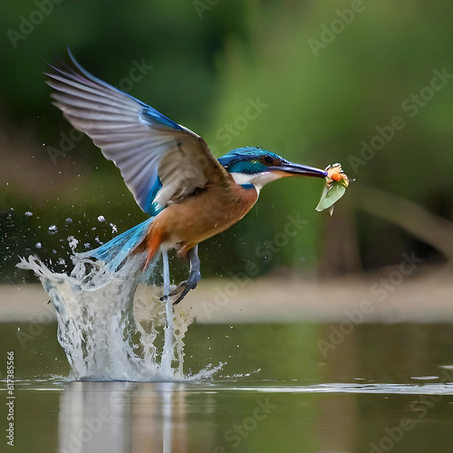 a colorful small kingfisher bird flying water 05 © ibrahim