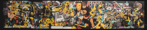 spray colourful yellow urban graffiti background art abstract banner wall paint. Generative AI.