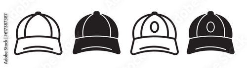 Simple baseball cap vector icon set. Sport cap line icon pictogram in filled and outlined style. photo