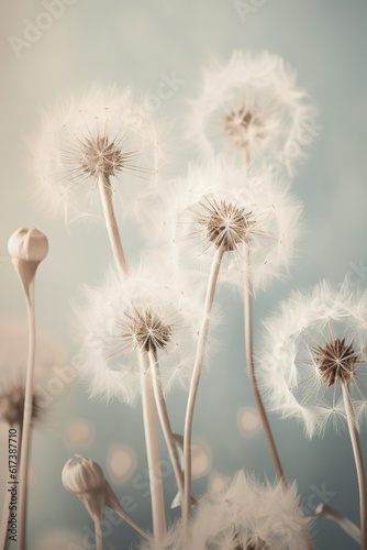 Whispering Wishes  Delicate Dandelion Flowers. Generative AI