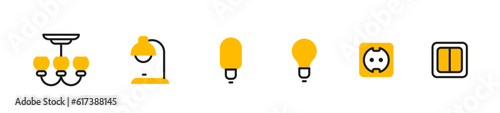 Vector illustration of home lighting icon on color background. F
