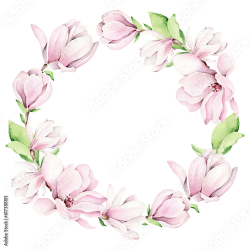 Fototapeta Naklejka Na Ścianę i Meble -  magnolia wreath.floral frame