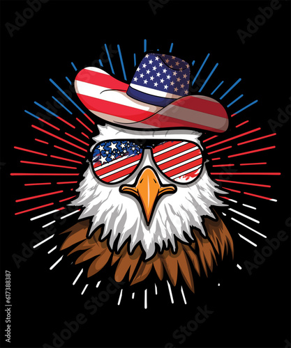 Eagle USA Celebrating America And 4th Of July With The American Flag
