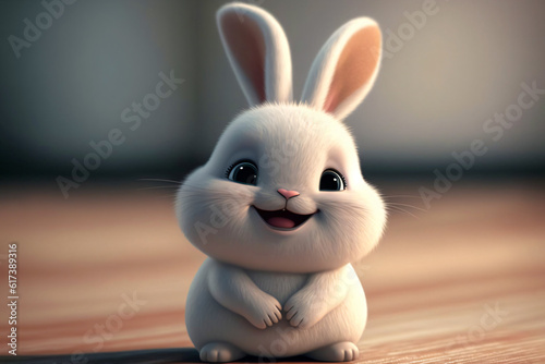 fluffy white rabbit  generative ai