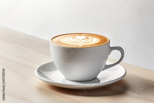 Top View Photo Of Coffee Drink In White Background, Generative AI
