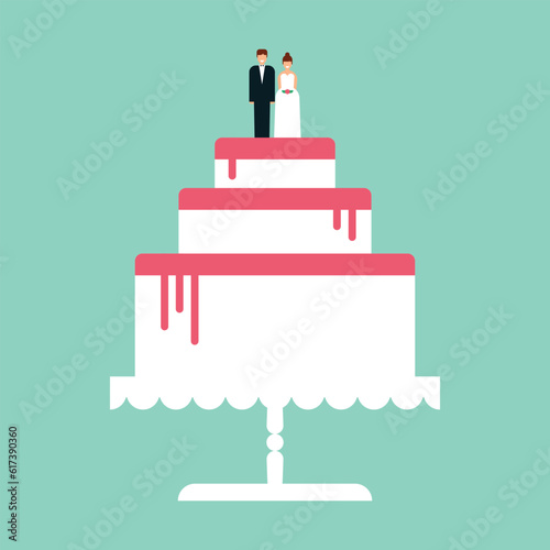 Wedding cake with figures of newlyweds