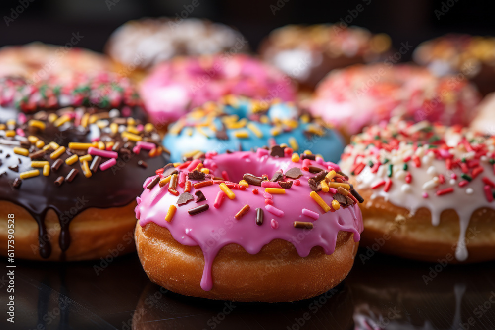 Close Up Photo Of Donuts, Generative AI Close Up Photo Of Donuts, Generative AI