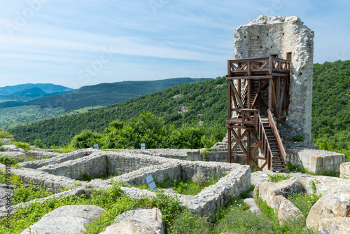 Ruins of the tower and the ancient city of Perperikon in Bulgaria photo