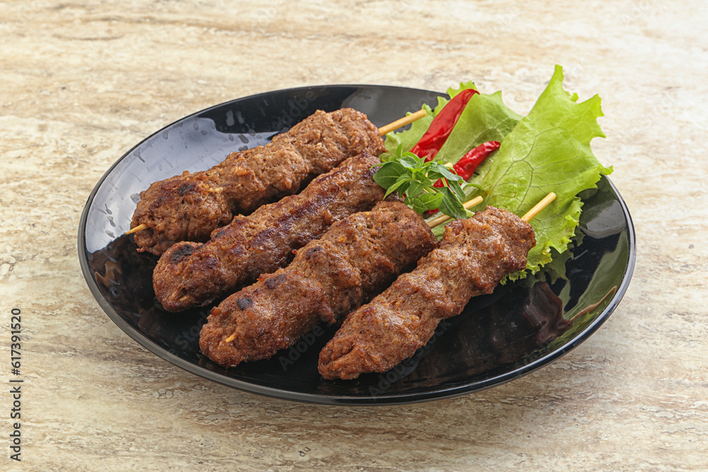 Beef kebab skewer minced meat Beef kebab skewer minced meat