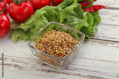 Mustard seeds sauce in the bowl