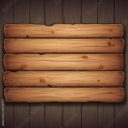 Photographie Game ui interface boards in jungle theme, Vector cartoon of gui elements wooden