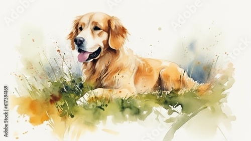 watercolor picture of a cute dog