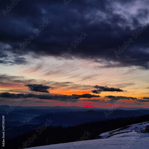 sunset over the mountains