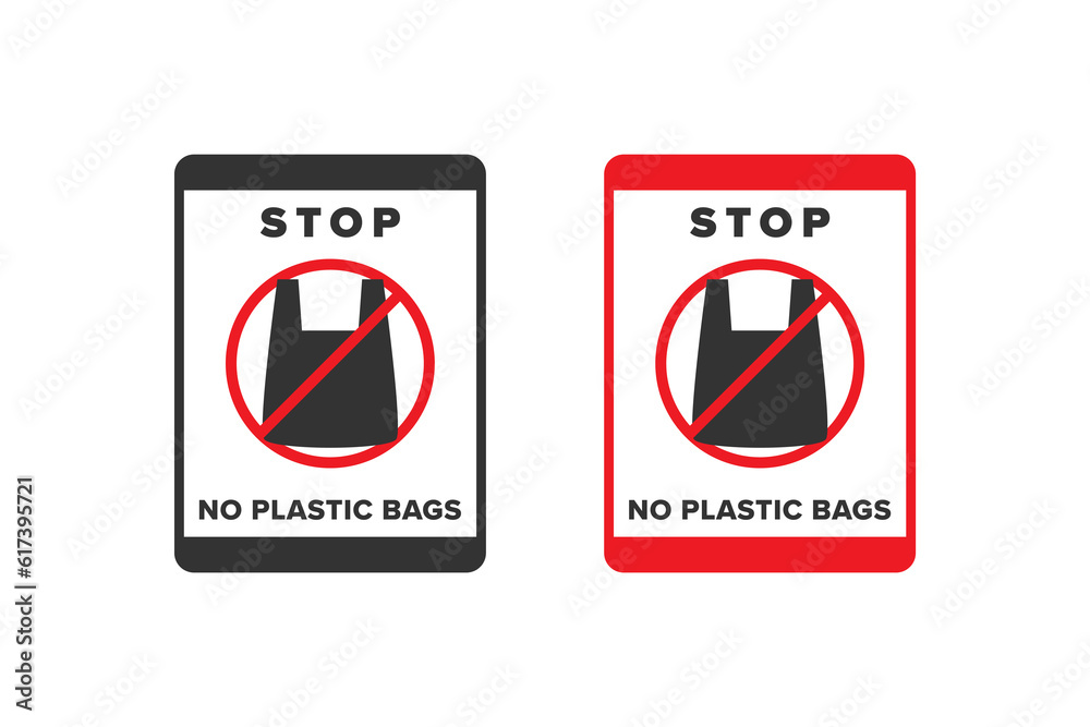 No plastic bag icon sign design vector, icon board appeals not to use plastic bags No plastic bag icon sign design vector, icon board appeals not to use plastic bags