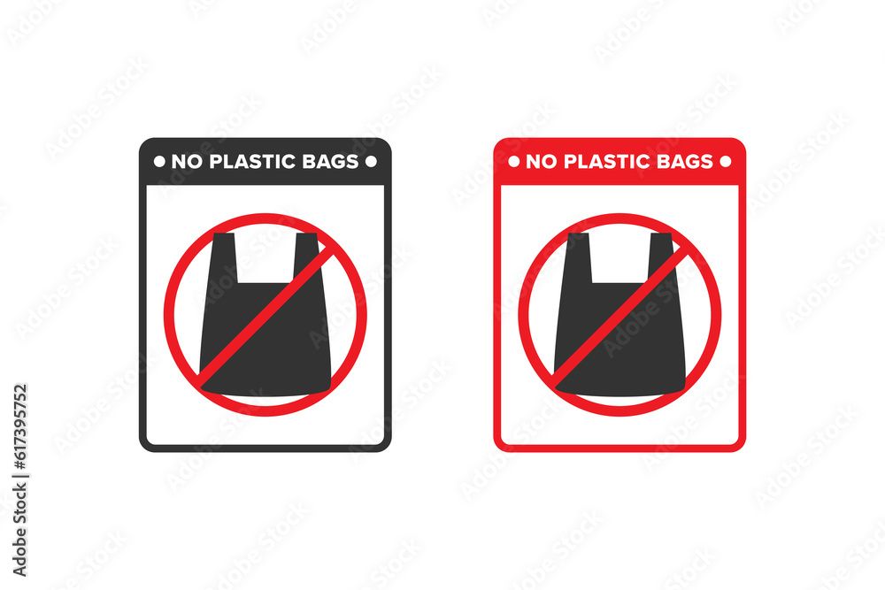No plastic bag icon sign design vector, icon board appeals not to use plastic bags No plastic bag icon sign design vector, icon board appeals not to use plastic bags