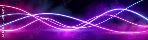 Neon audio voice frequency wave and abstract sound light vector background. Radio pulse effect curve design. Volume music track line vibrant motion illustration. Electronic record led graph chart