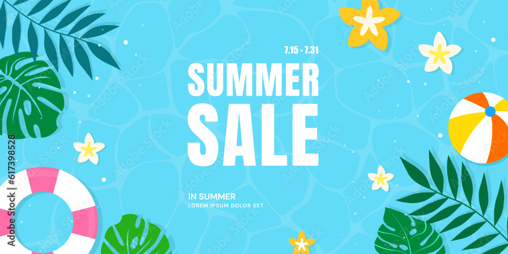 Fototapeta premium Summer sale banner design template. Vector illustration