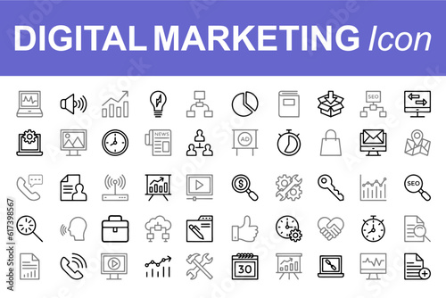  Marketing icons, Advertising icons, Thin line icons, Vecteezy icons, Icon set, Digital marketing, Social media, SEO, Email marketing, Content marketing, Online advertising, Graphic design,