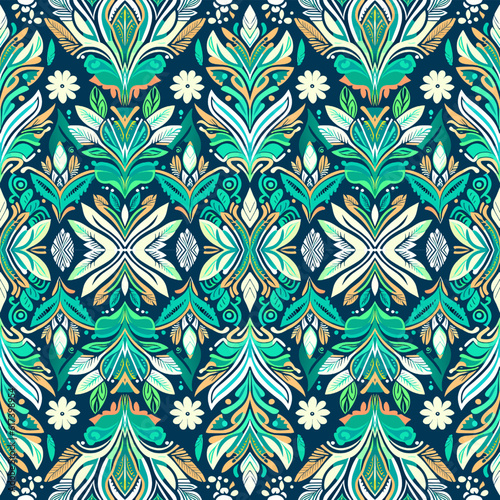 Seamless floral pattern in retro style. Colorful vector background.