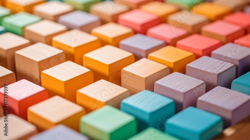 Diversity concept stacked multi-colored wooden blocks. background