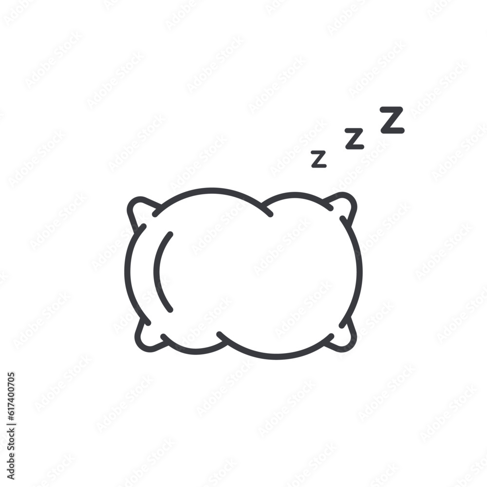 Pillow icon in line style. Black and white сontour vector illustration ...