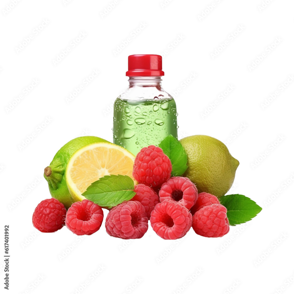 Raspberry with leaves isolated on white background. Raspberry with leaves isolated on white background.