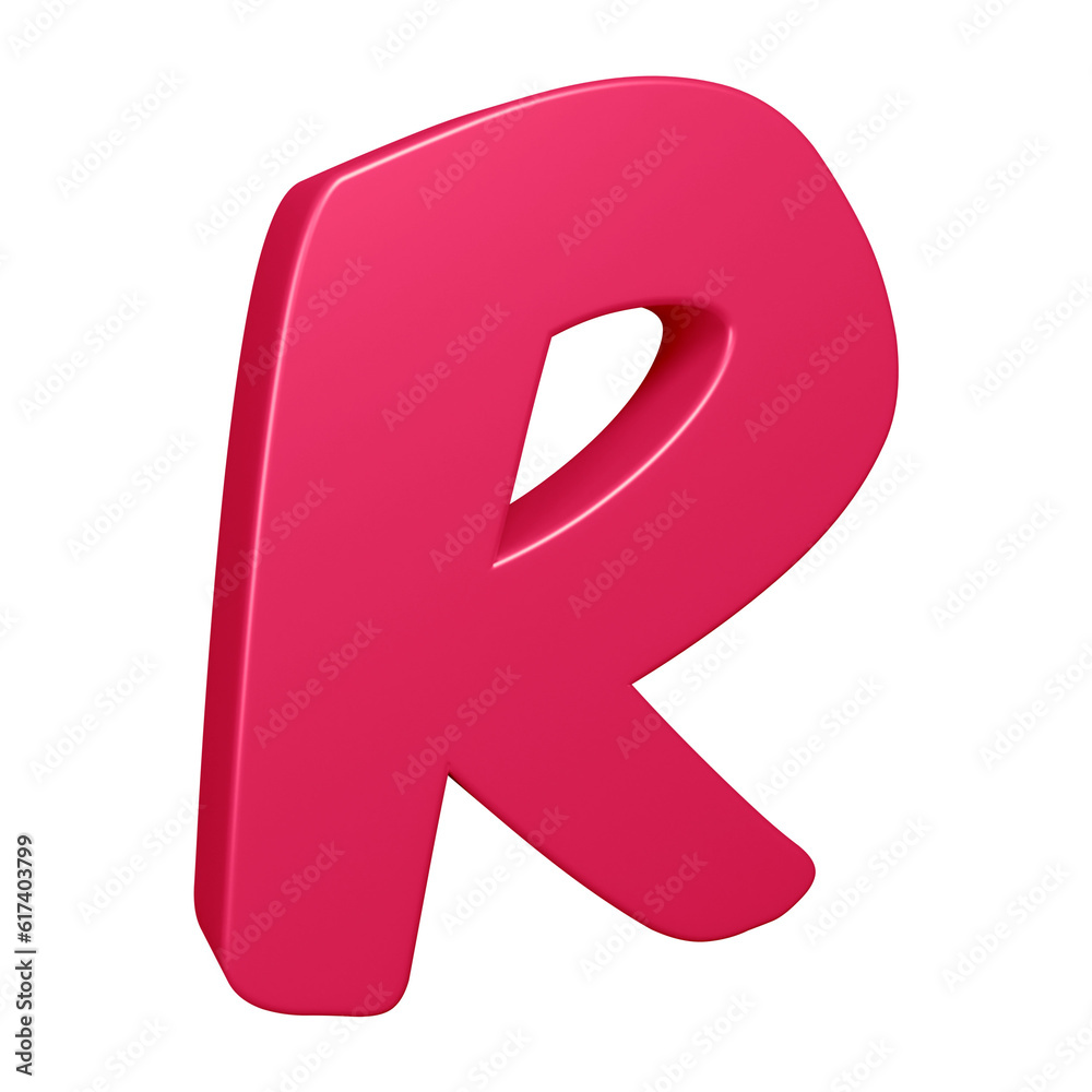Pink alphabet letter r in 3d rendering for education, text concept Pink alphabet letter r in 3d rendering for education, text concept
