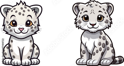 Cute little snow leopard head illustration portfolio