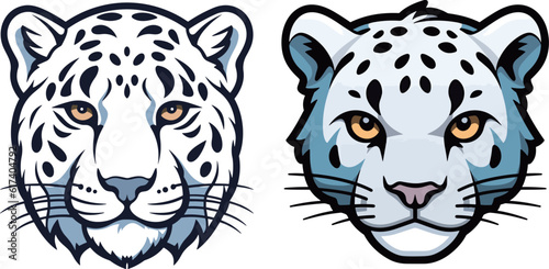 Cute little snow leopard head illustration portfolio