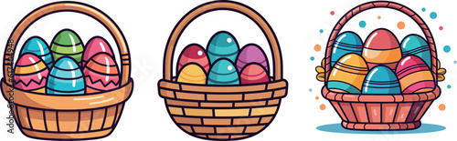 Illustration of Easter egg set in a basket