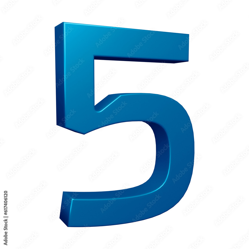 3d blue number 5 design for math, business and education concept 3d blue number 5 design for math, business and education concept