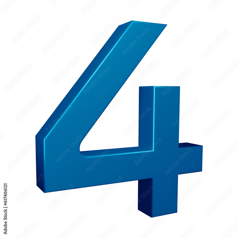 Fototapeta premium 3d blue number 4 design for math, business and education concept 
