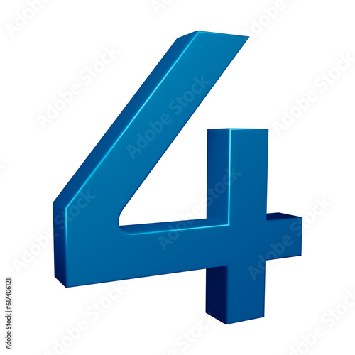 3d blue number 4 design for math, business and education concept 