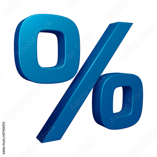 3D blue percent symbol or icon design