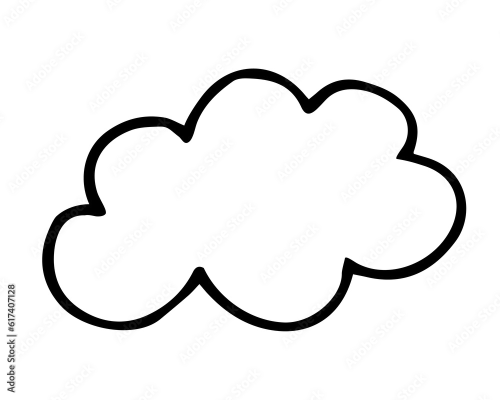 Cloud hand painted with brush. Doodle cloud icon isolated on white background Cloud hand painted with brush. Doodle cloud icon isolated on white background