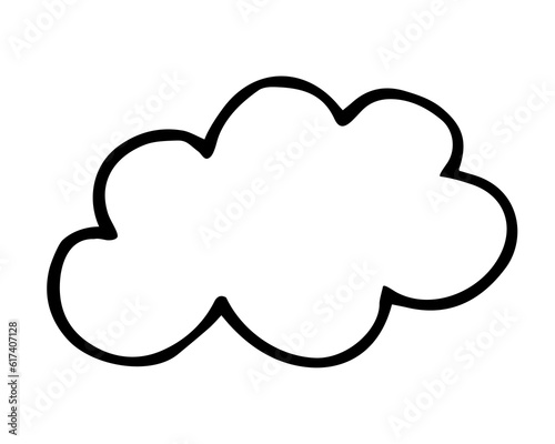 Cloud hand painted with brush. Doodle cloud icon isolated on white background