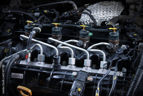 modern diesel car engine close up photo