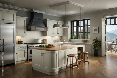 modern kitchen interior with kitchen © awais
