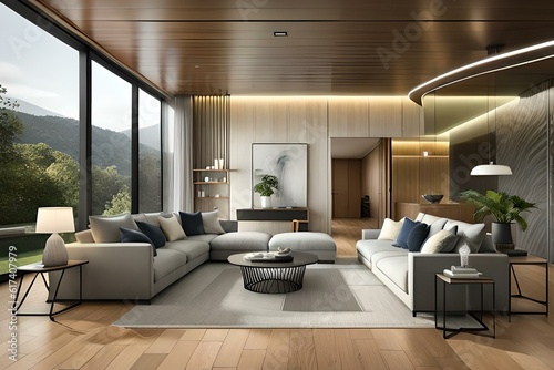 modern living room with fireplace © awais